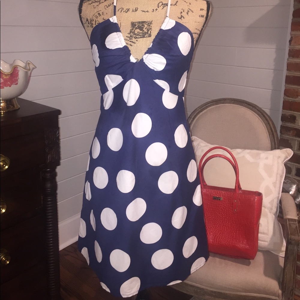 Tailor New York Navy & White Polka Dot Sundress s4