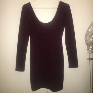 Forever 21 Maroon & Black Printed Bodycon Dress