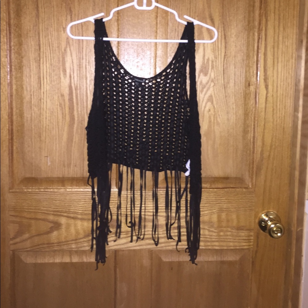 Crocheted black vest