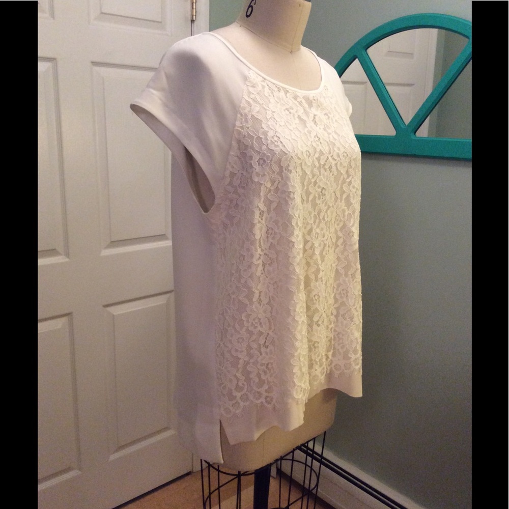 Club Monaco Elegant Nealy Lace Top, Natural Size M