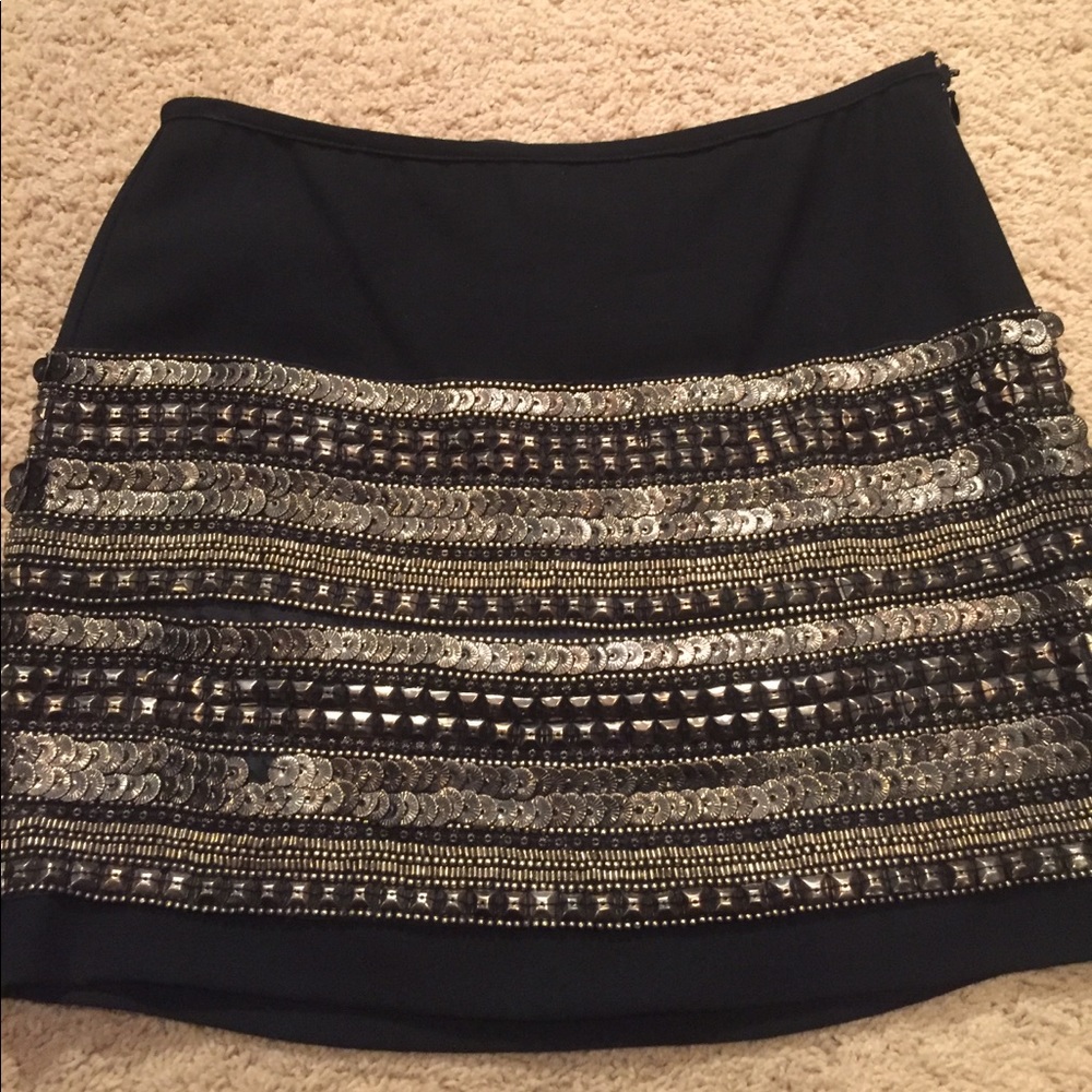 Black studded and beaded mini skirt