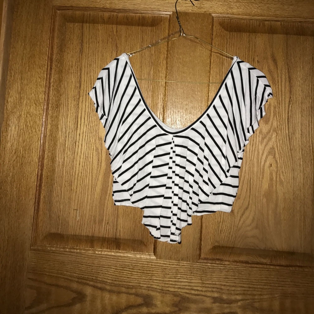 Striped ruffled crop top