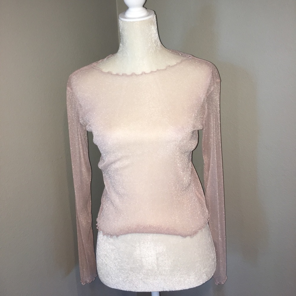 RARE: PINK SPARKLY MESH TOP FROM BRANDY MELLVILE!!