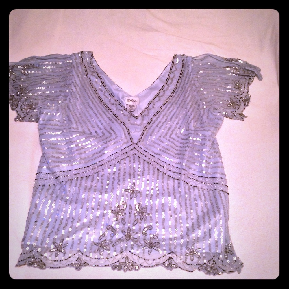 Elegant Blue Evening Top