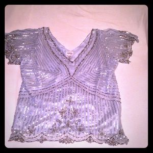 Elegant Blue Evening Top