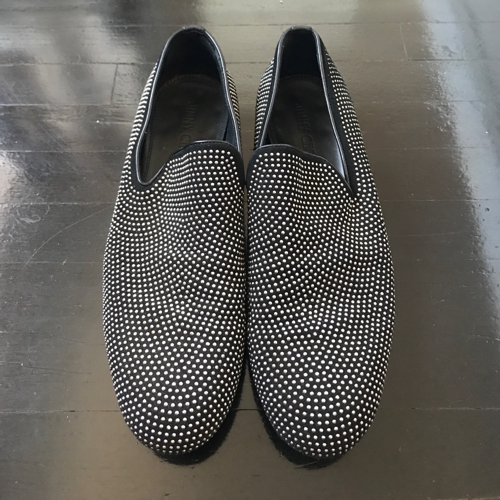 Jimmy school silver studded Slip-Ons