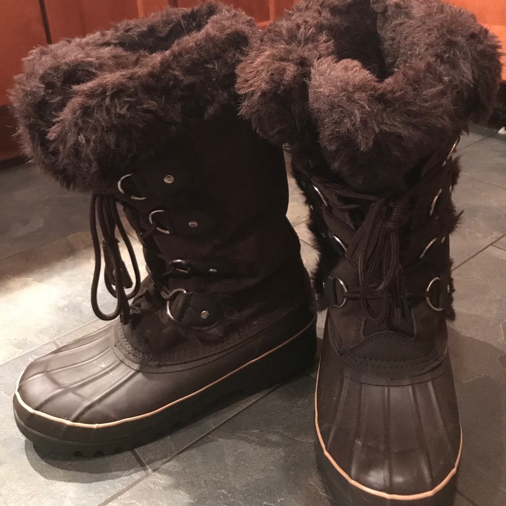 Khombu winter boots chocolate brown with fur
