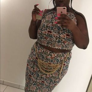 Flower 2 piece skirt and top set