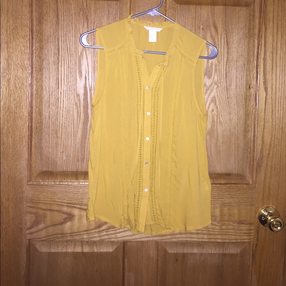 Mustard yellow button up blouse