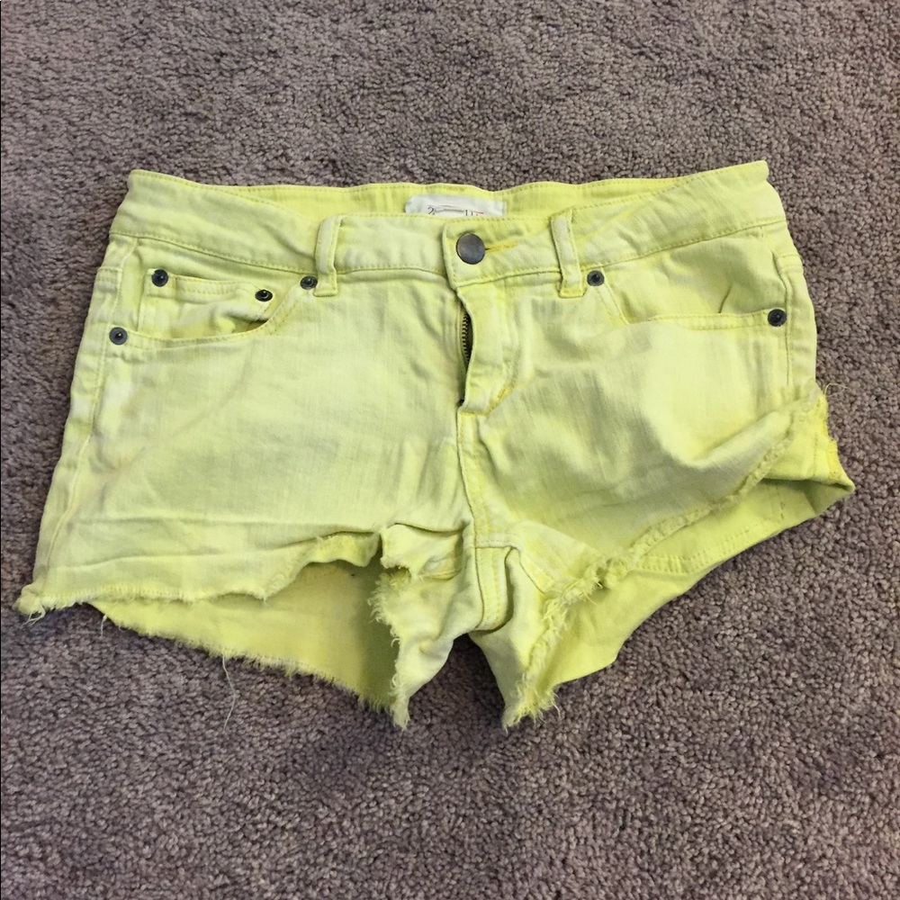 Yellow denim shorts