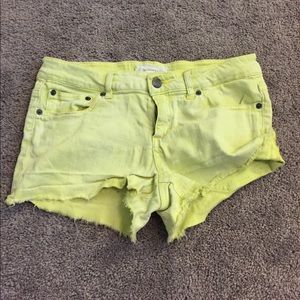 Yellow denim shorts