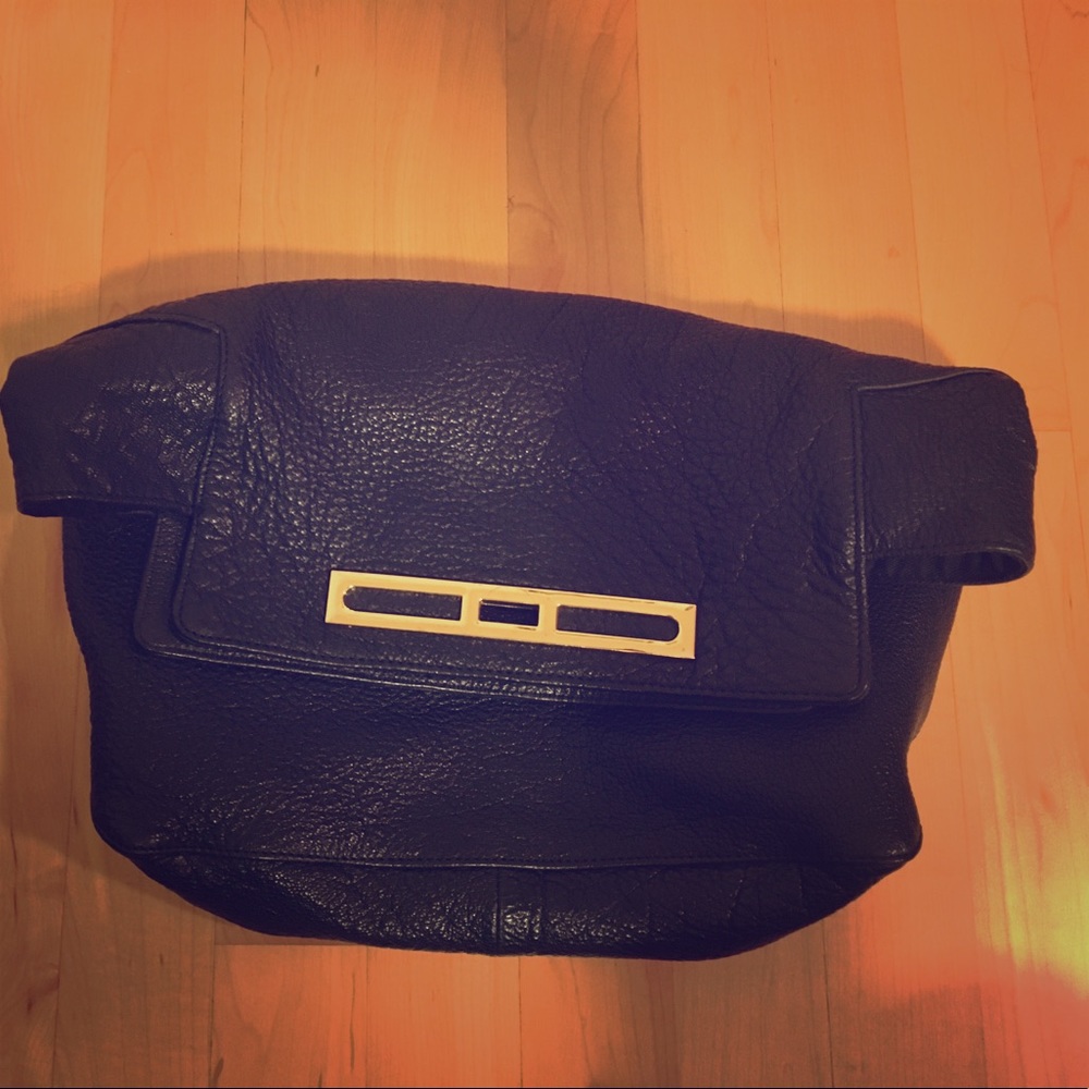 Topshop black black leather clutch. Missing clasp
