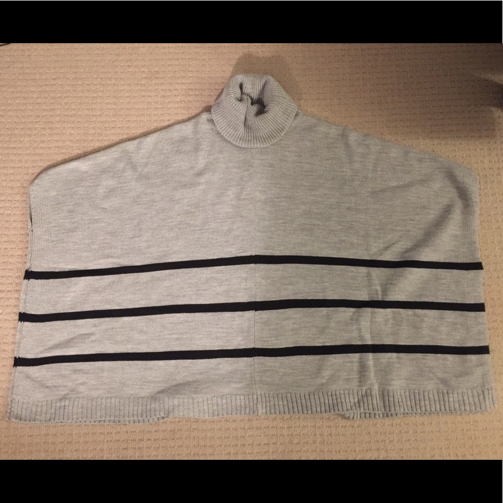 Cowl neck stripe poncho