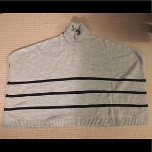 Cowl neck stripe poncho