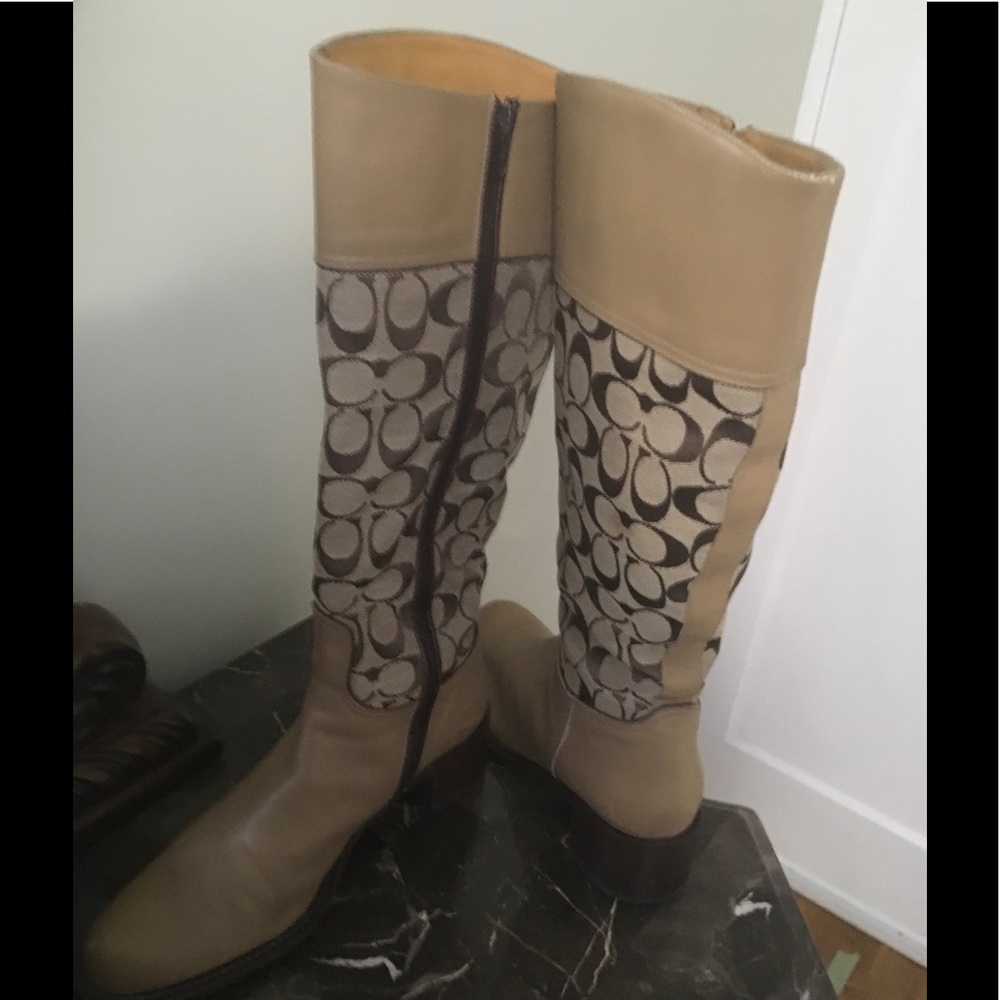 Coach mix leather boots