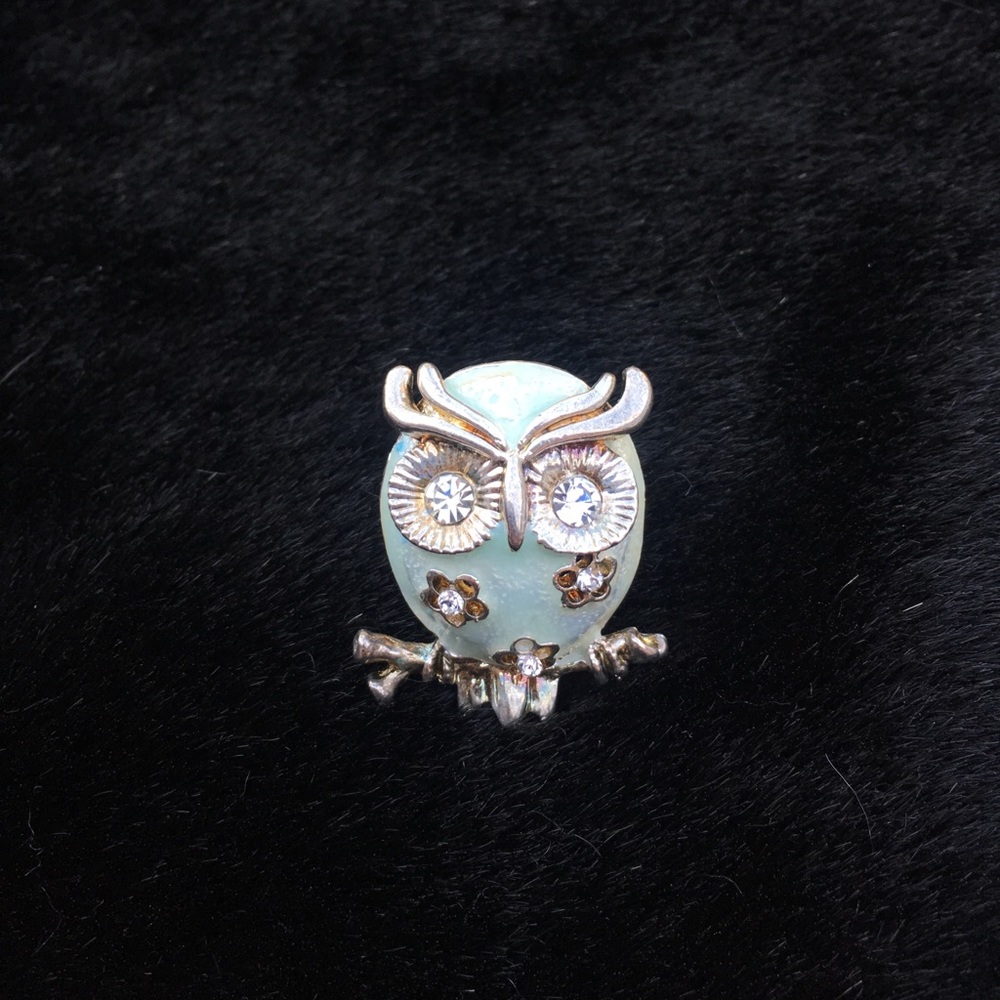 Blue and Silver Owl Ring