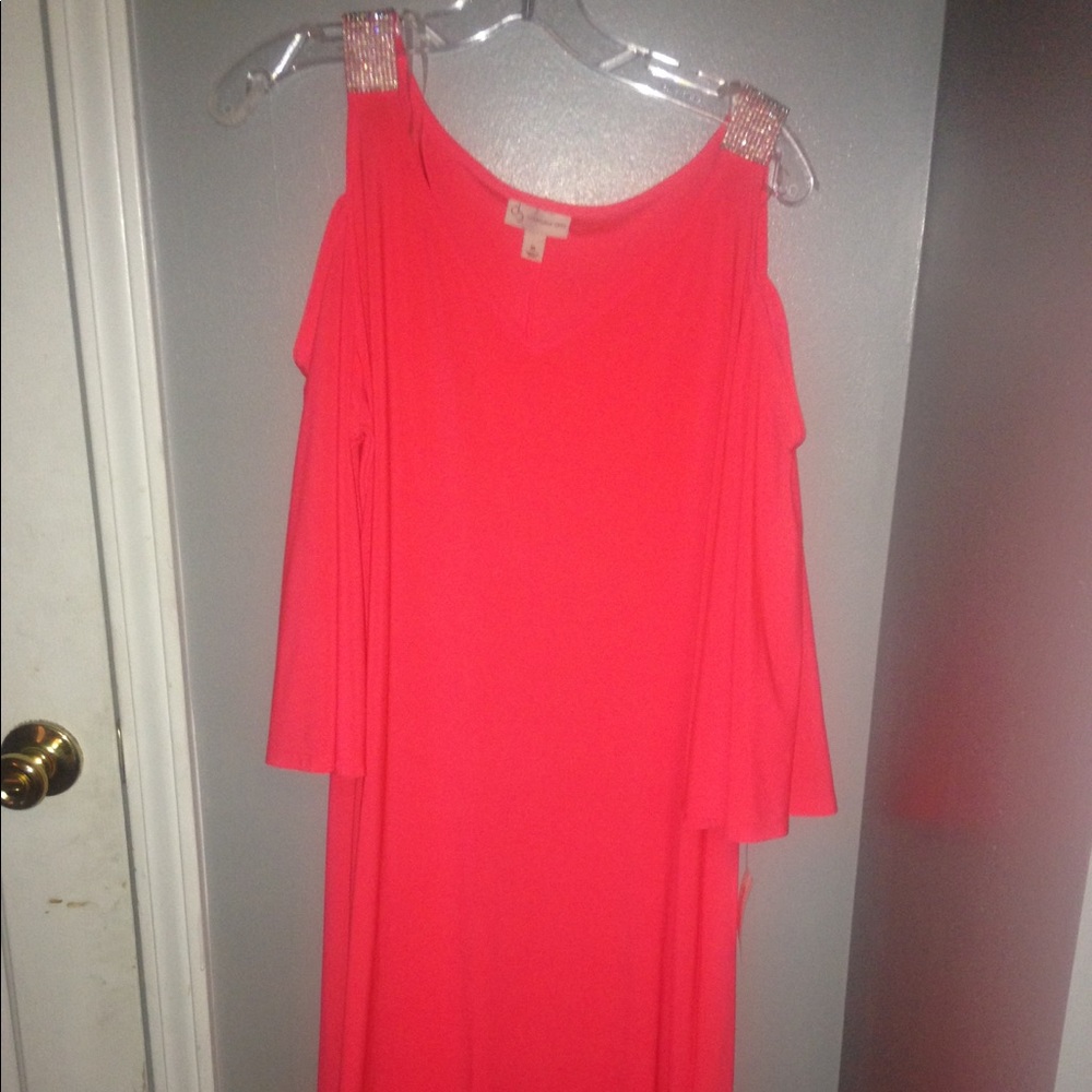 Dark Coral bare shoulder dress NWT