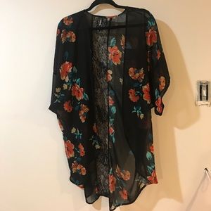 Black floral kimono