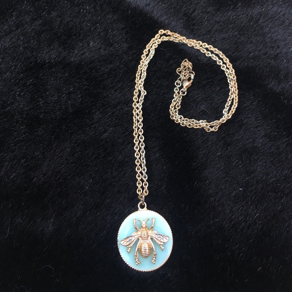 Mint and Gold Insect Necklace