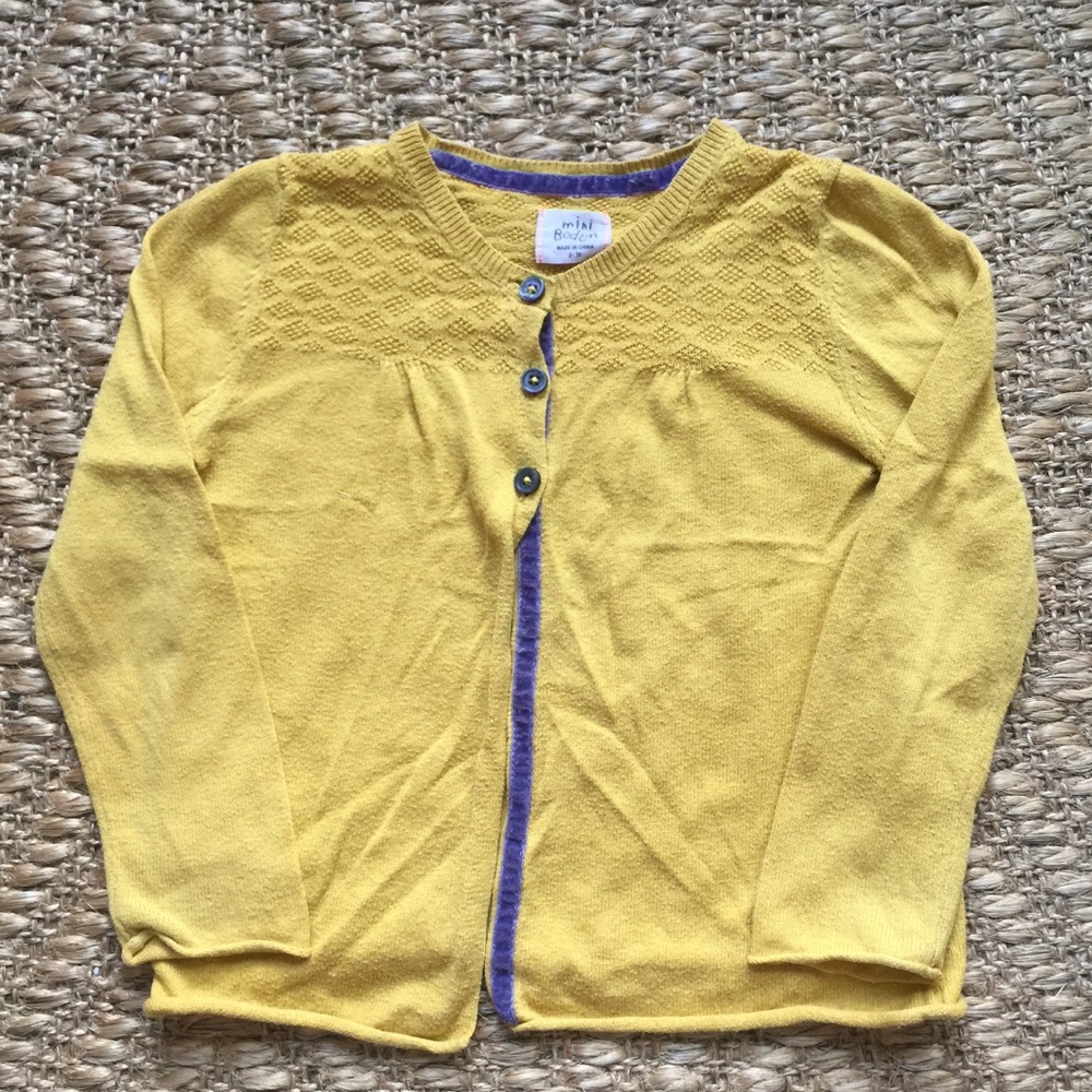 Mini Boden 2-3t Mustard Yellow Cardigan