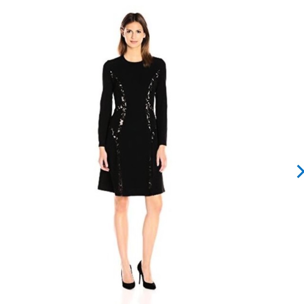 Long sleeve- black dress with lace cutouts
