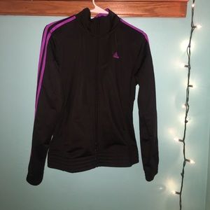 purple striped adidas athletic jacket