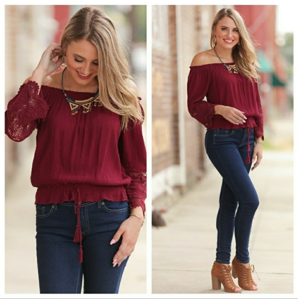 🆕 Burgundy Crochet Tunic 😊🌼