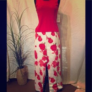 Light gauge sweater tank with silk pants