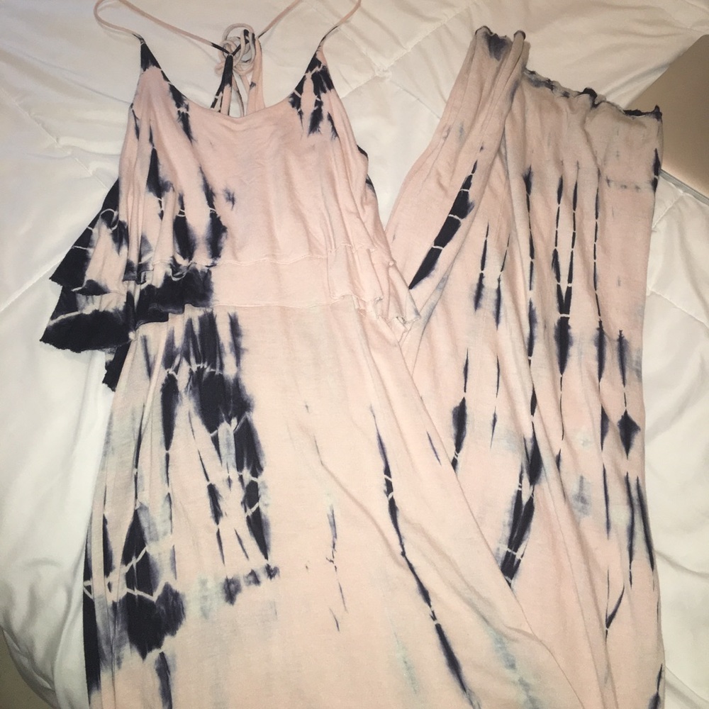 Pink/Blue Tie-Dye Women's Maxi Dress 👗💓