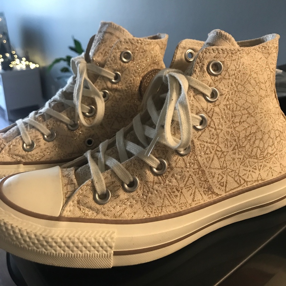 Rare gold pattern high top converse, never used