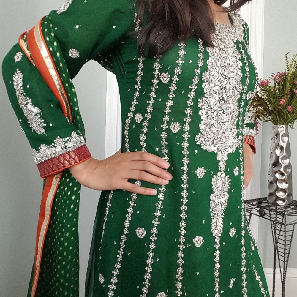 Pakistani/indian dress green chiffon