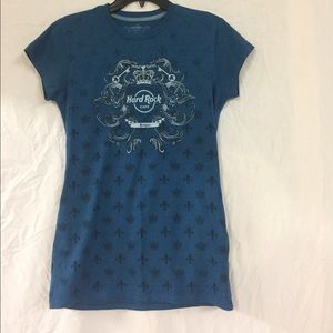 Woman's Blue Hard Rock Cafe T-shirt, Size Large