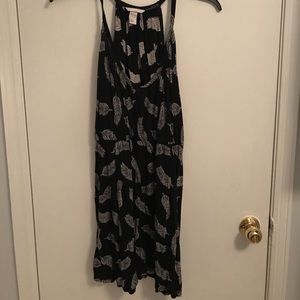H&M black dress with feather design