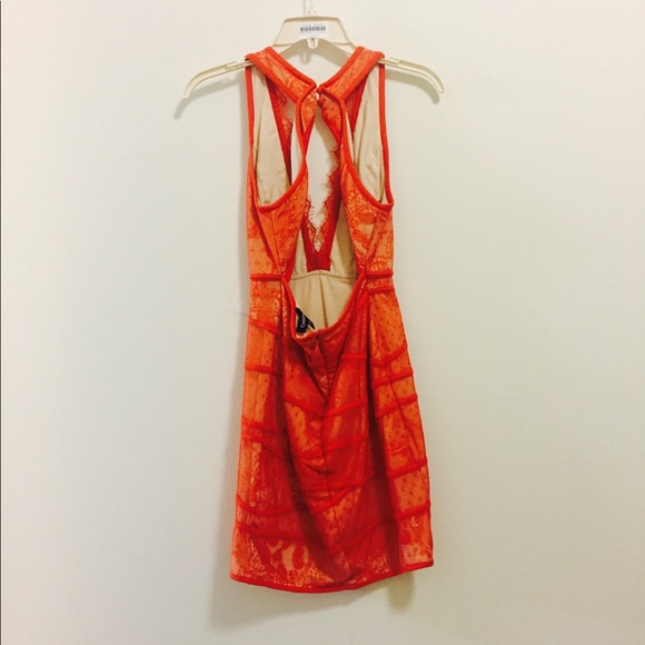 SALE Bebe wild fun orange lace dress S€XY CUT - Picture 3 of 7
