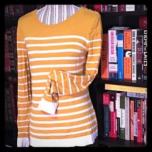 Medium Mustard Striped Sweater by Banana Republic