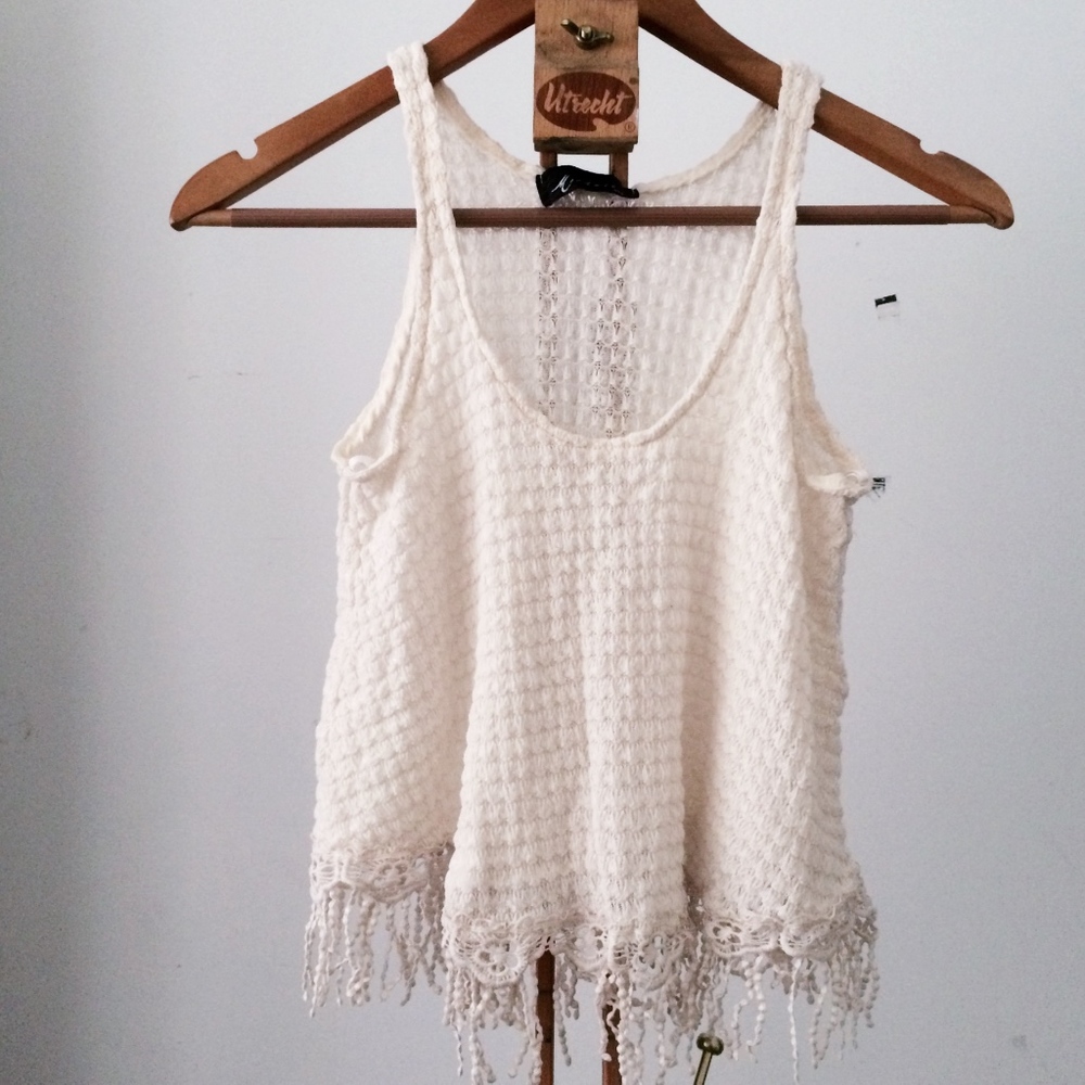 Monamie Cream Knit Cropped Vest XS