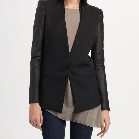 ๐ SOLD ๐ Helmet Lang leather sleeve Blazer 0 - Picture 3 of 7