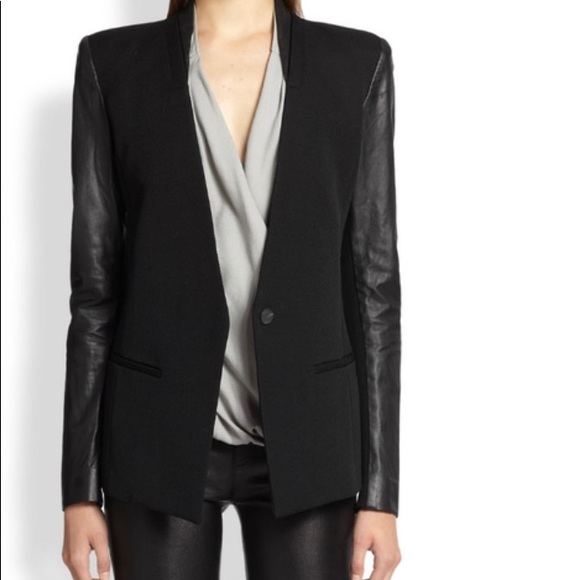 ๐ SOLD ๐ Helmet Lang leather sleeve Blazer 0 - Picture 2 of 7