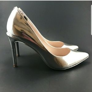 Ted Baker 4" Pointed Toe Silver Pumps