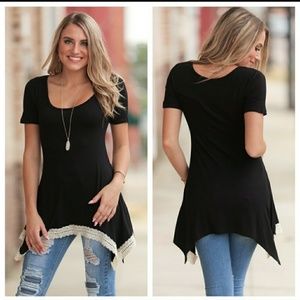 Black Crochet Asymmetrical Tunic.