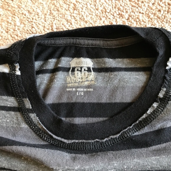 Route 66 Boys T Shirt Black/Gray Striped Shirt - Picture 5 of 8