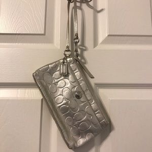 Silver Coach Wristlet