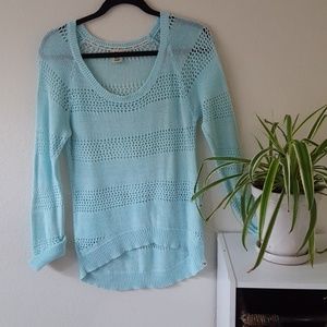 Roxy light blue stripe knit sweater scoop neck