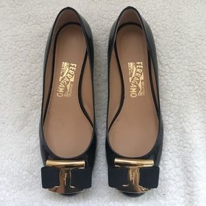 Salvator Ferragamo Flats with Gold Bow
