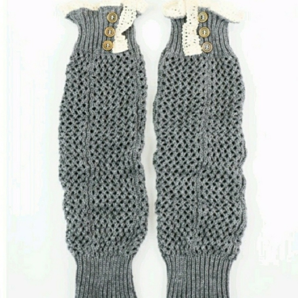 LAST ONE - Leg Warmers w/ Lace & Buttons - Picture 4 of 6