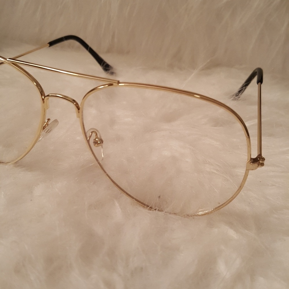 Aviator clear lenses and gold color frame
