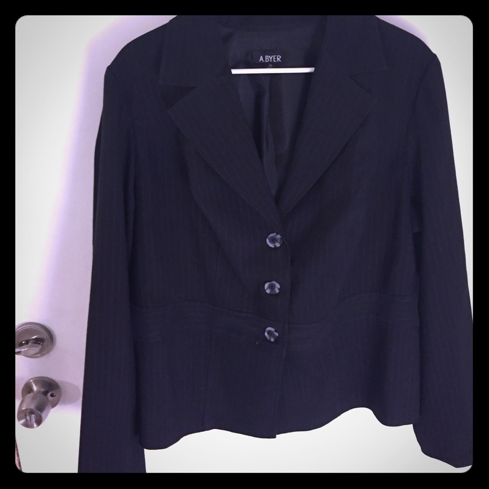 Plus Size Blazer/Jacket Black with Red Pinstripe