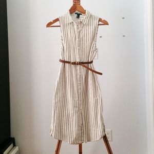 Forever 21 S Navy Cream Striped Sleeveless Collar