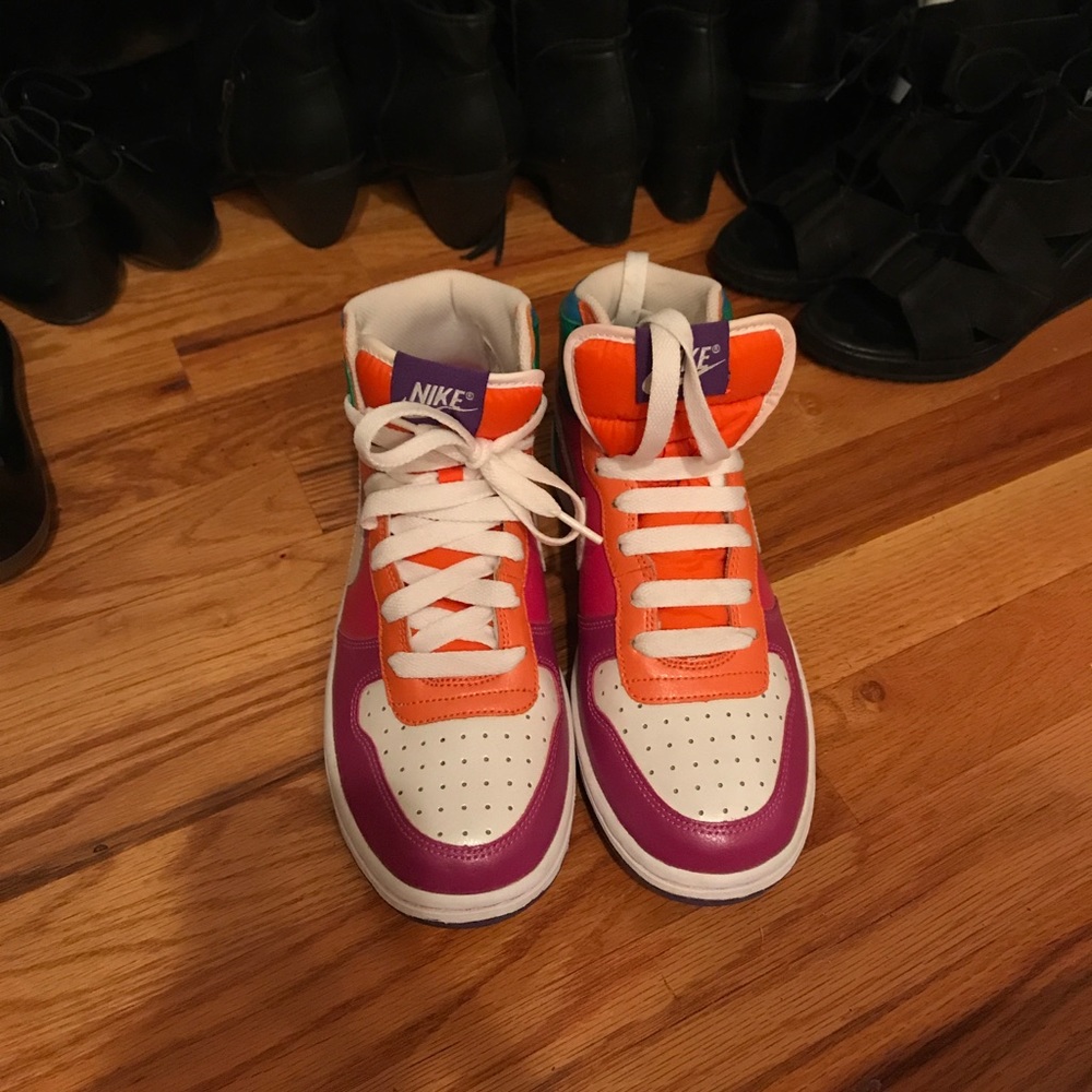 Multi color High Top Nike Dunks