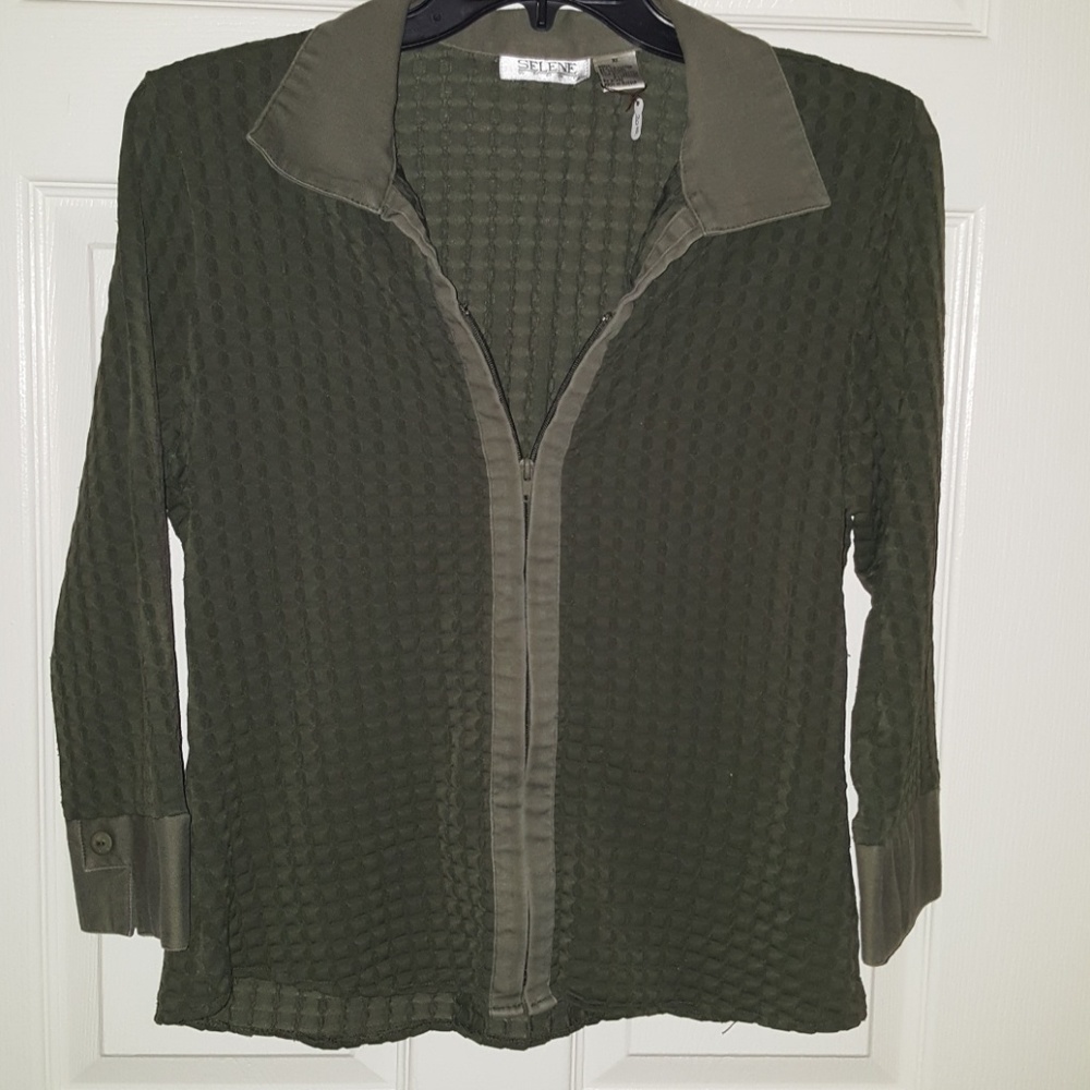 Green zippered blouse